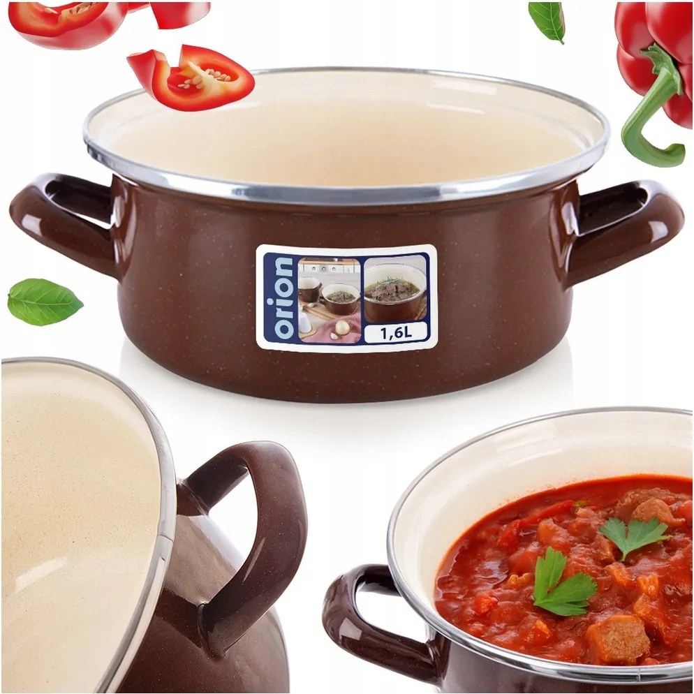 Zománcozott fazék hagyományos indukciós gáz főzőlaphoz 18 cm 1,6L Orion