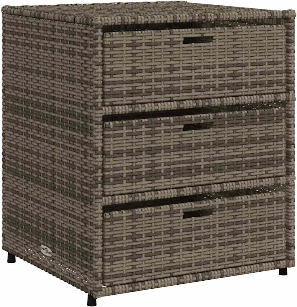 vidaXL szürke polyrattan kerti tárolószekrény 55 x 59 x 69 cm