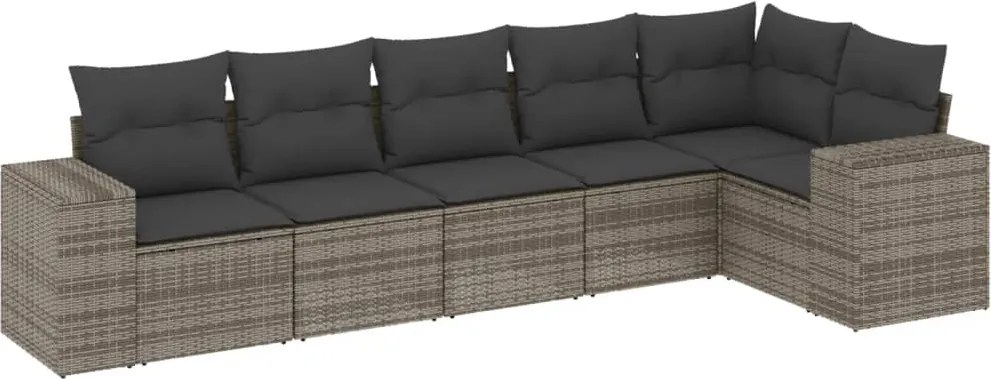 vidaXL 6 részes szürke polyrattan kerti ülőgarnitúra párnákkal
