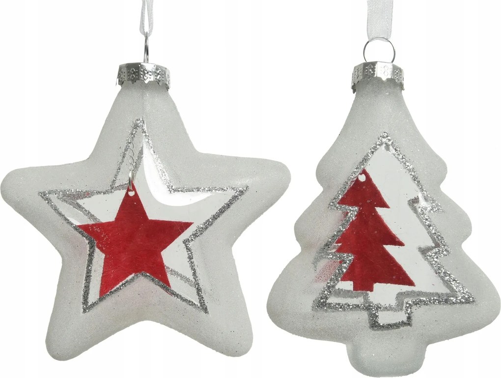 Üveg medál karácsonyfára csillag karácsonyfa 9cm