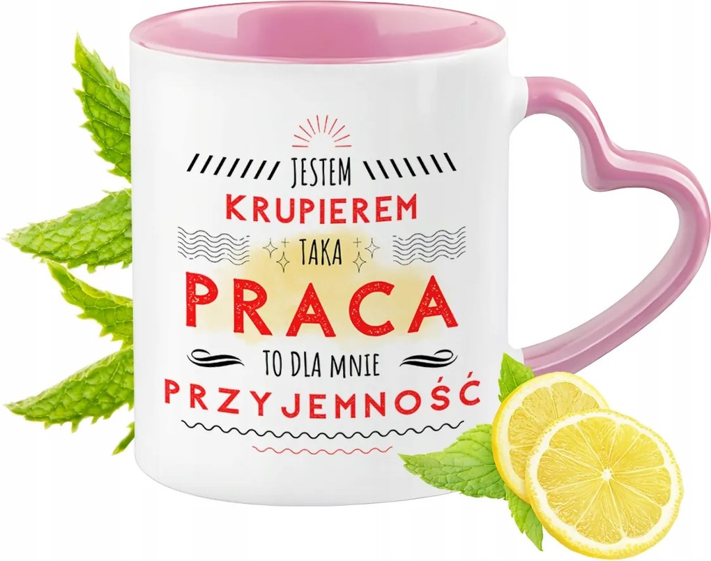 Krupper Bögre Rózsaszín Szív Alakú Füllel Kávé Ajándék