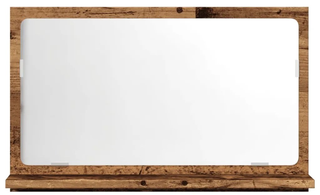 antik fa színű szerelt fa tükrös fürdőszobaszekrény 60x11x37 cm