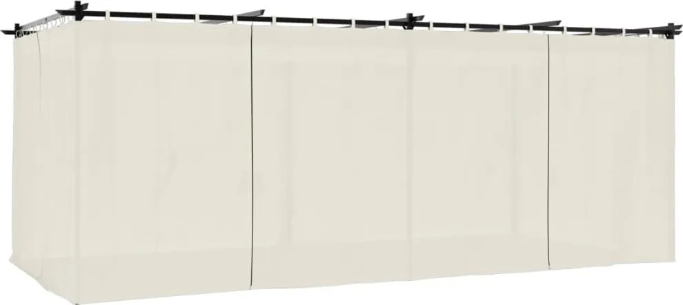 vidaXL krémszínű acél pavilon függönyökkel 6 x 3 m