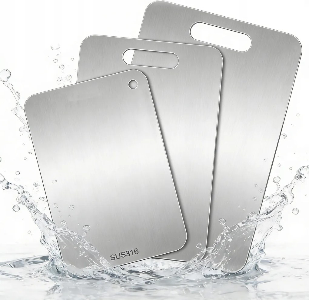 Vágódeszka Rozsdamentes Acél Vágódeszka 3DB-OS Konyhai Titán Szett