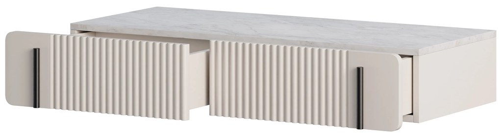 Malmi 100 cm-es függő fésülködőasztal fiókokkal - kasmír / crema bianca / fekete