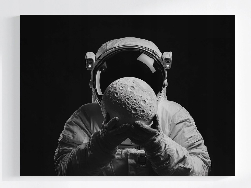 Vászonkép Canvas Portré Űrhajós Hold Űr B&amp;w Tudomány 100x75