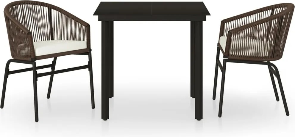 vidaXL 3 részes barna kerti étkezőgarnitúra