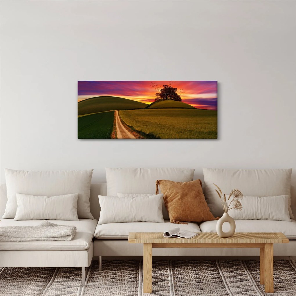 Mező és a színes ég képe (120x50 cm)