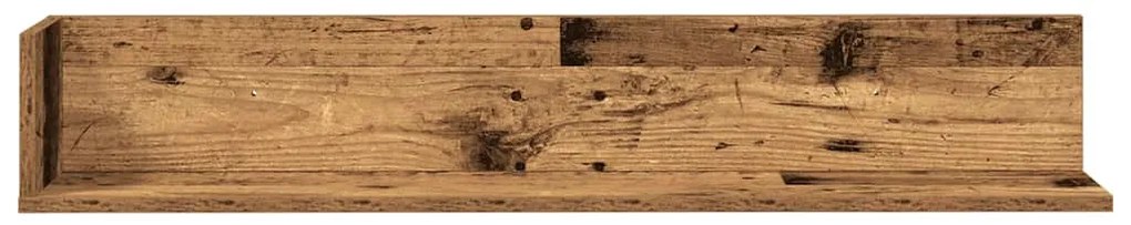 2 db antik fa színű szerelt fa fali polc 100x16,5x16,5 cm