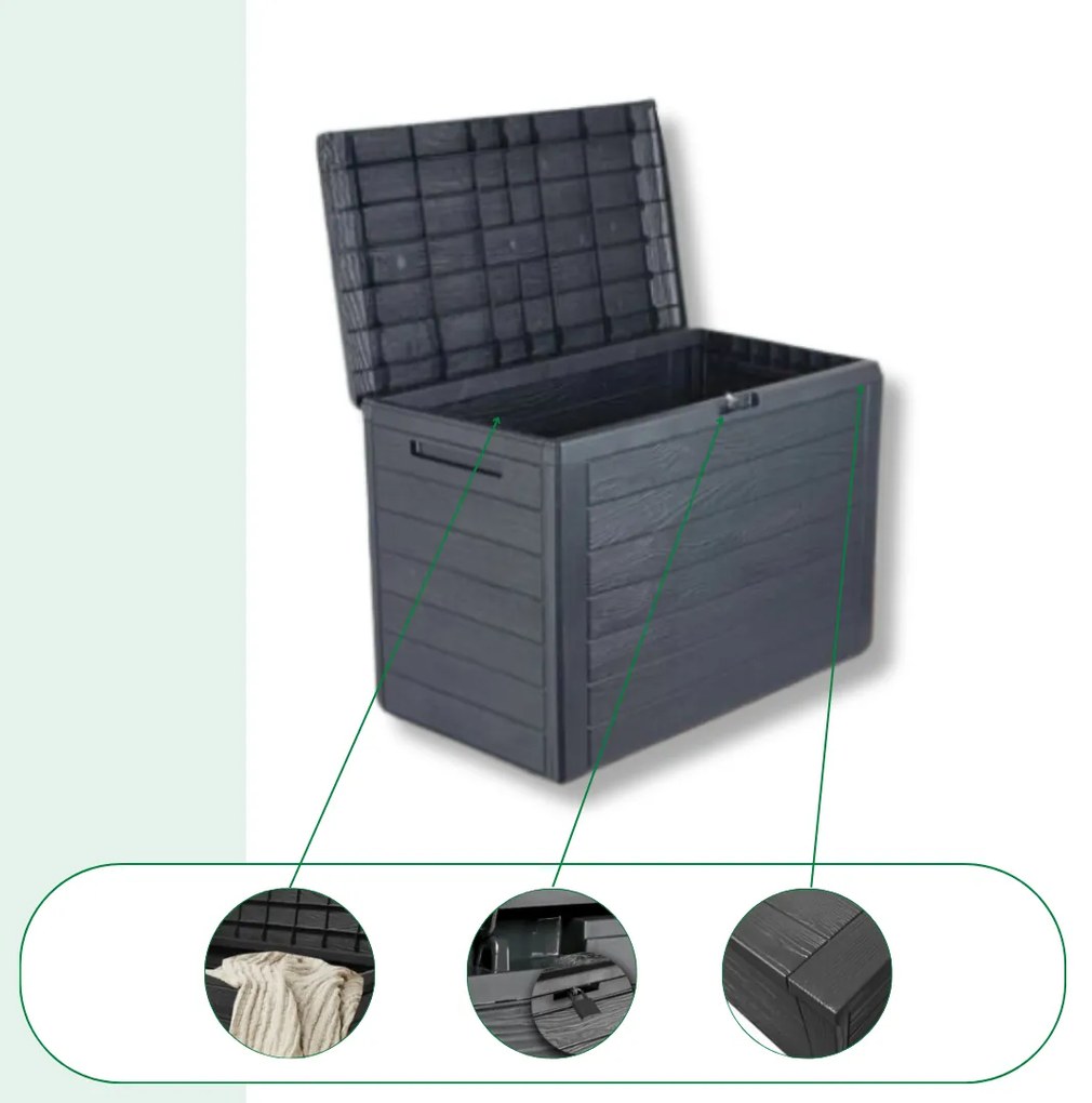 WOODEBOX tárolódoboz, 190L, 78x44x55 cm, antracit Prosperplast