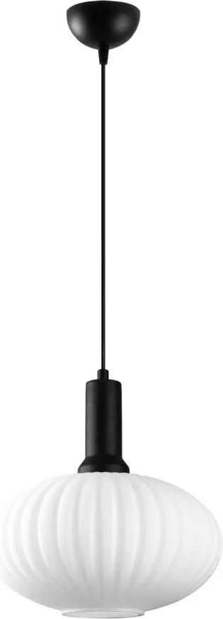 Asker 15182 fekete fém-üveg függőlámpa, Ø30 cm