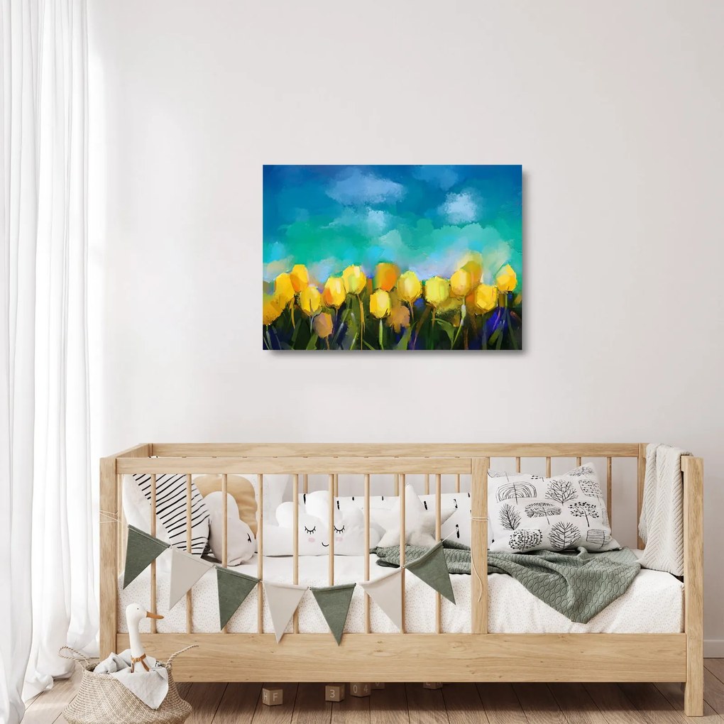 Sárga tulipán képe (üvegen) (70x50 cm)