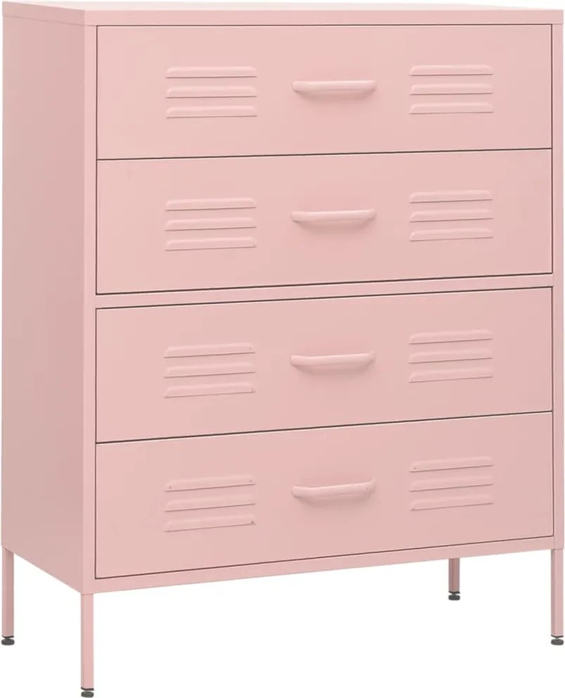 vidaXL rózsaszín acél fiókos szekrény 80 x 35 x 101,5 cm