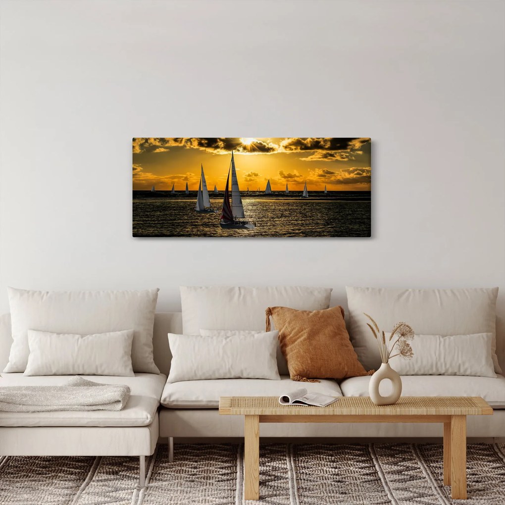 Jacht a naplementében képe (120x50 cm)