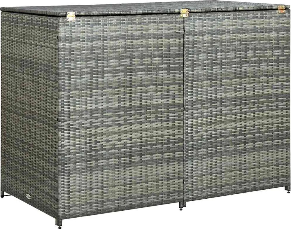 vidaXL antracit polyrattan dupla tároló gurulós kukához 148x77x111 cm