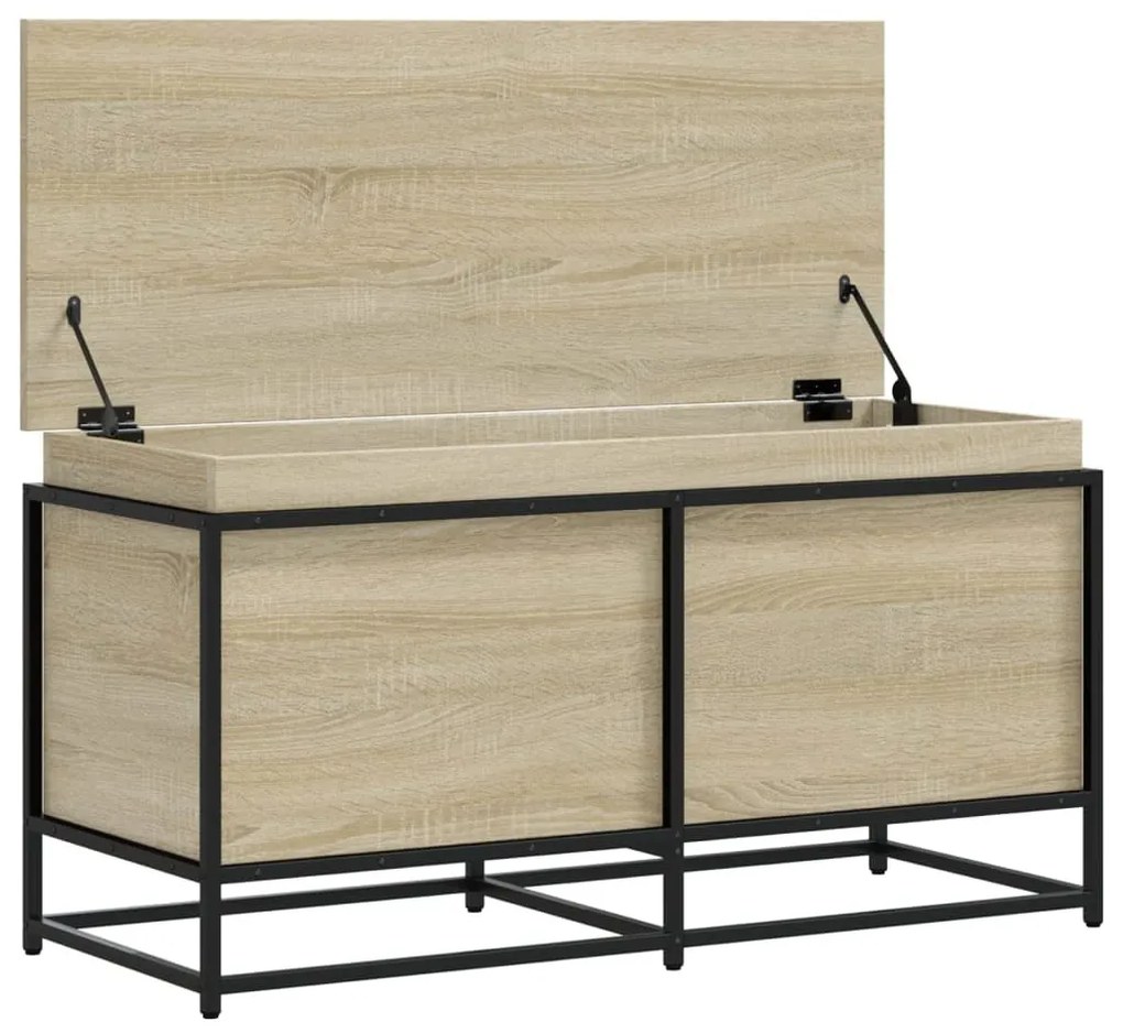 sonoma tölgy szerelt fa tárolóláda fedéllel 100x40x51,5 cm