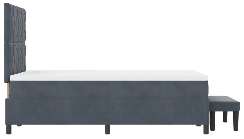Box Spring Ágy Matraccal és Paddal Sötétszürke 120x190 cm Bársony