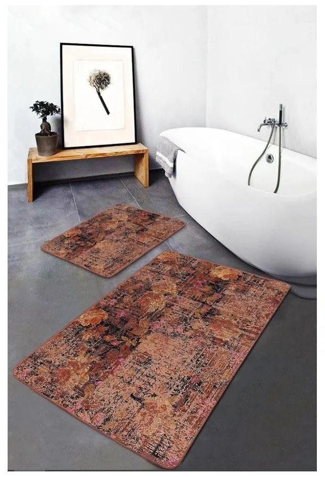 Barna bársony fürdőszobai kilépő szett 2 db-os 60x100 cm – Mila Home