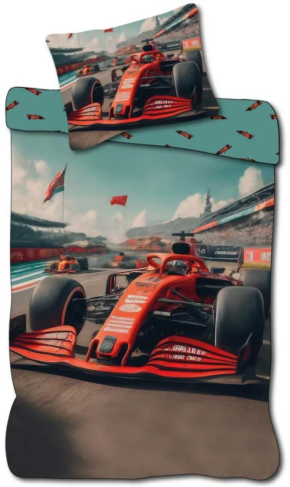 Forma 1 Race gyerek, ovis ágyneműhuzat 100×135cm, 40×60 cm