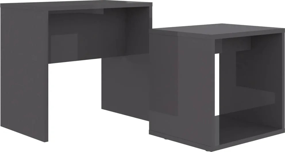 vidaXL magasfényű szürke szerelt fa dohányzóasztal szett 48x30x45 cm