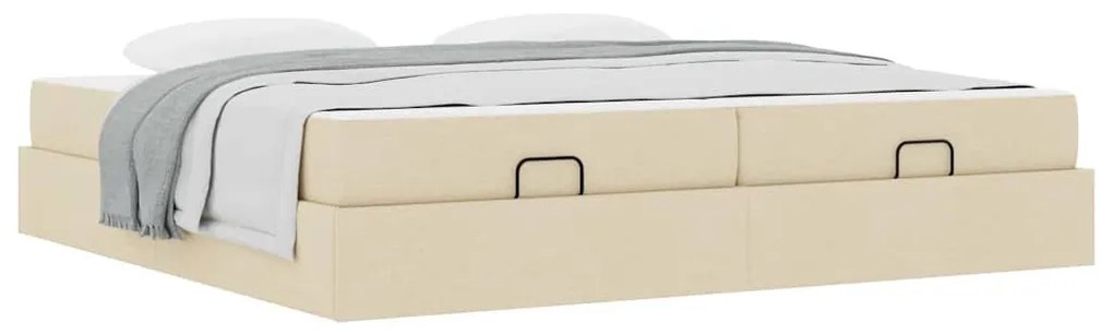 Ágykeret tárolóval Krém 200 x 200 cm szövet