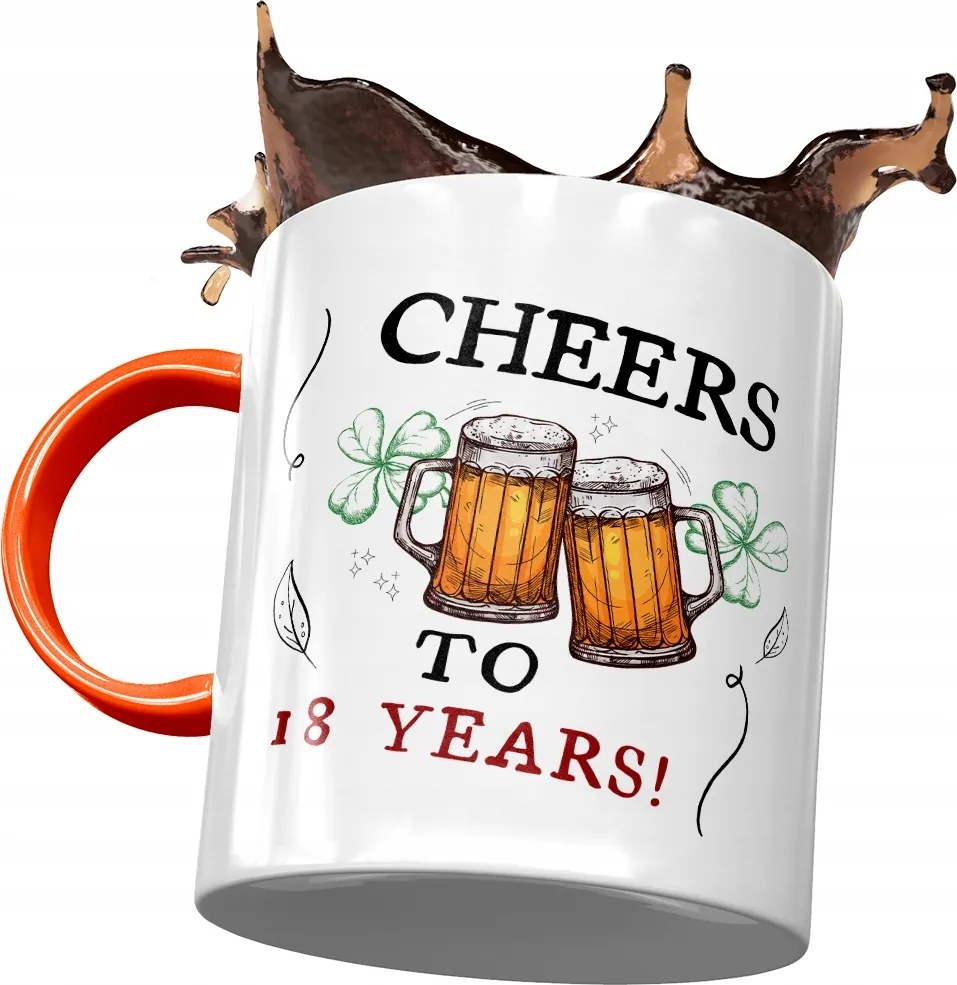 Narancssárga Bögre Születésnapra 18 18. 18. Nyomtatott Fotóval