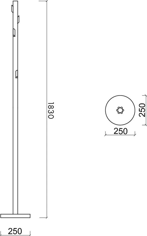 Fekete fém fogas ø 25x183 cm Yuko – noo.ma