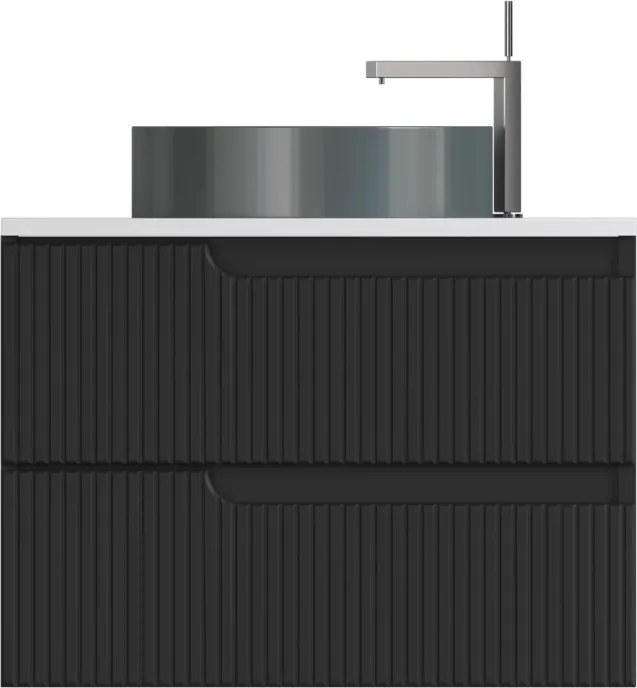 Piramida EURIDIKA fali fürdőszobabútor - mosdópult mosdó nélkül -2 fiókos - PINO FEKETE - 75 x 48 x