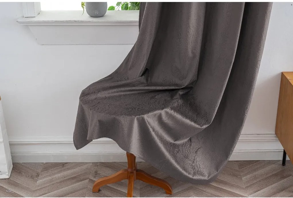 DUNES VELVET sötétítő függöny 140×250 cm, sötétszürke Felfüggesztés: Fém gyűrűk