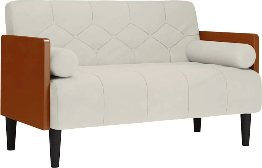vidaXL krém bársony loveseat kanapé párnákkal 110 cm