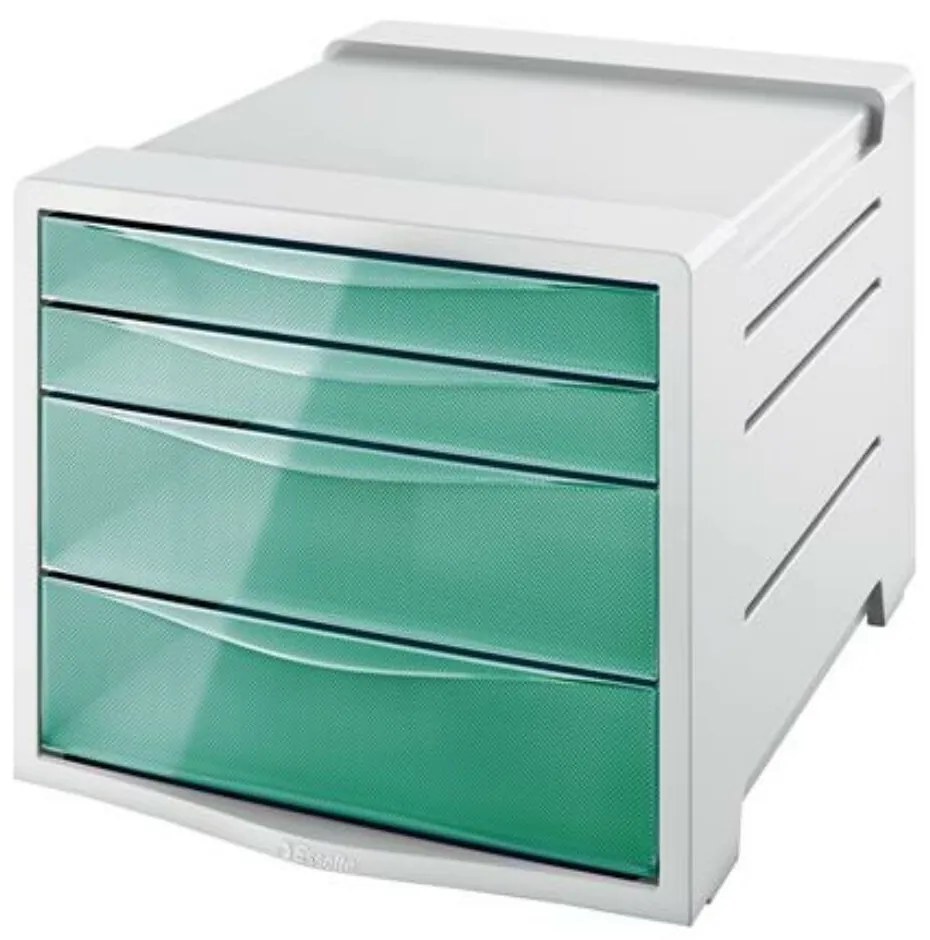 Irattároló, műanyag, 4 fiókos, ESSELTE Colour'Breeze, áttetsző zöld (E626285)