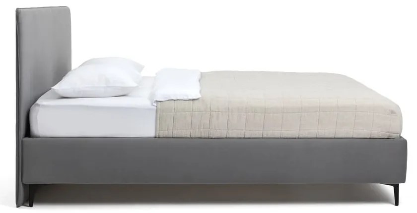Szürke kárpitozott franciaágy matraccal, ágyráccsal 180x200 cm Noira Slim – Bonami Selection