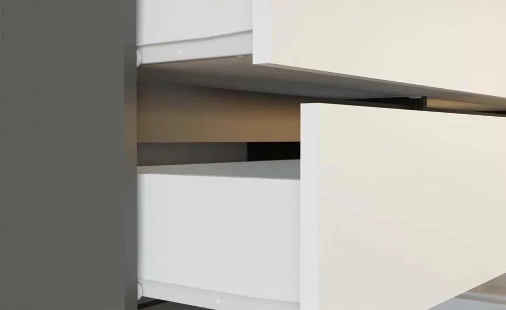 M6 120 fiókos szekrény, 120x75x30 cm, antracit-fehér