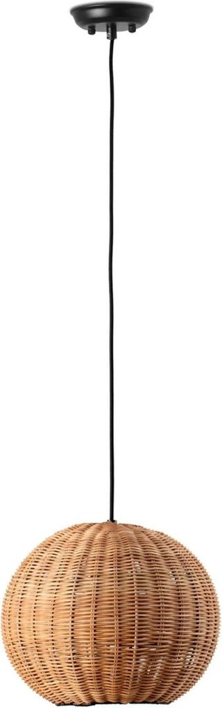 Faro Haka 300 függőlámpa, fekete/rattan, átmérő 30 cm, E27