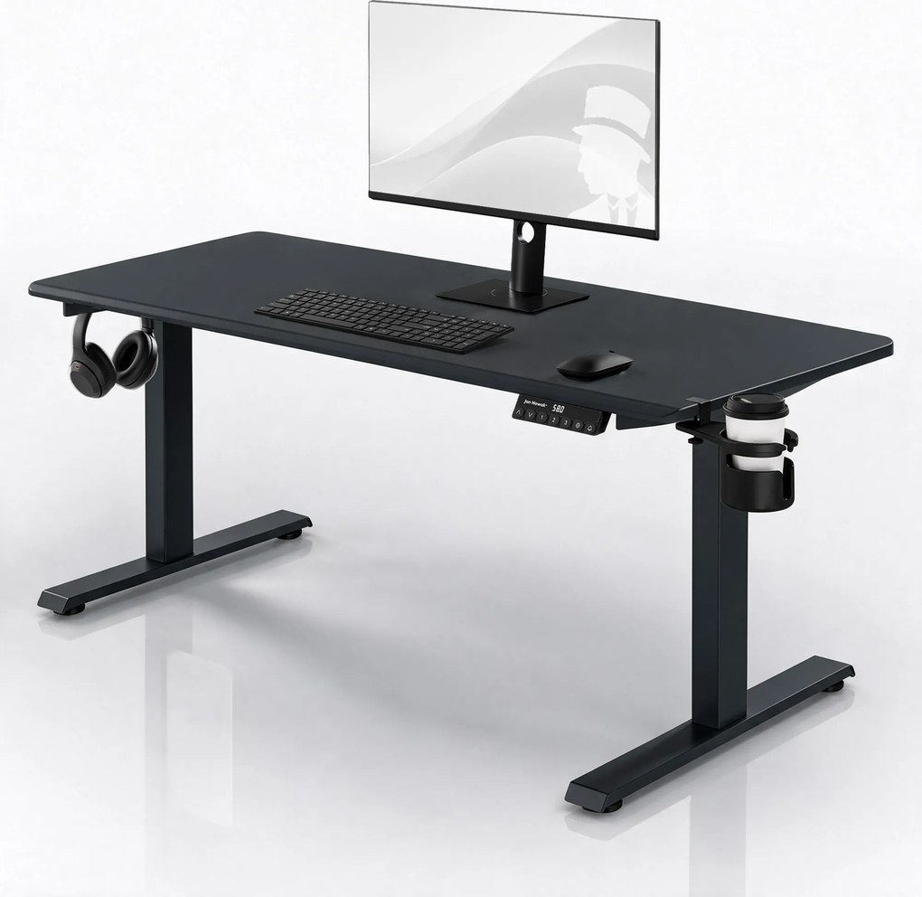 Elektromos íróasztal magasságállítással ergonomikus antracit,1600x800 mm: ARIA