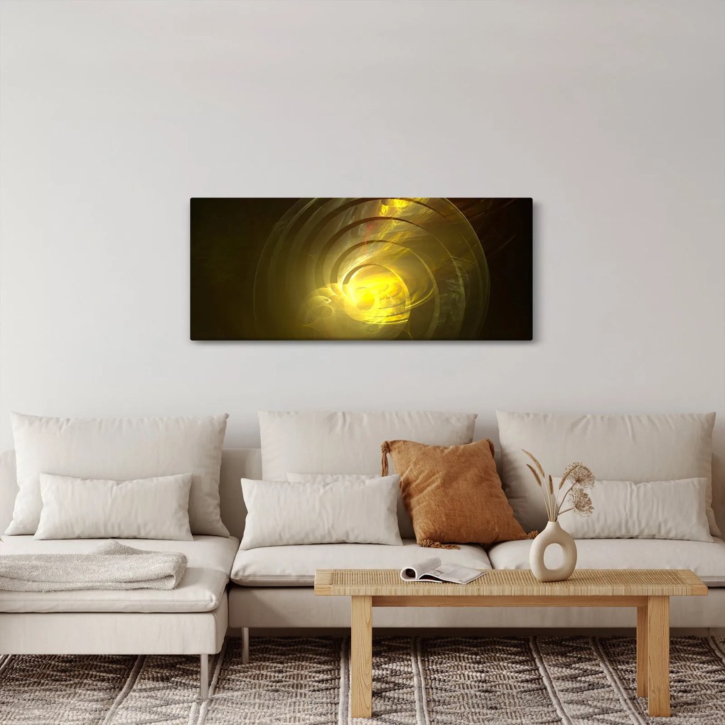 Sárga absztrakt spirál képe (120x50 cm)