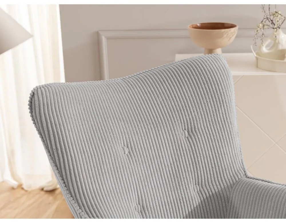 Szürke kordbársony fotel Niko – Ropez