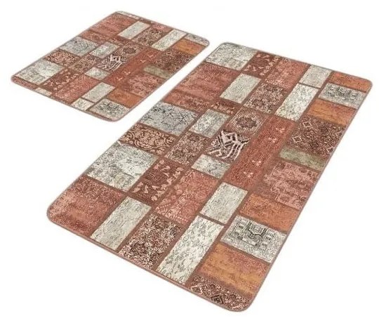 Barna bársony fürdőszobai kilépő szett 2 db-os 60x100 cm – Mila Home