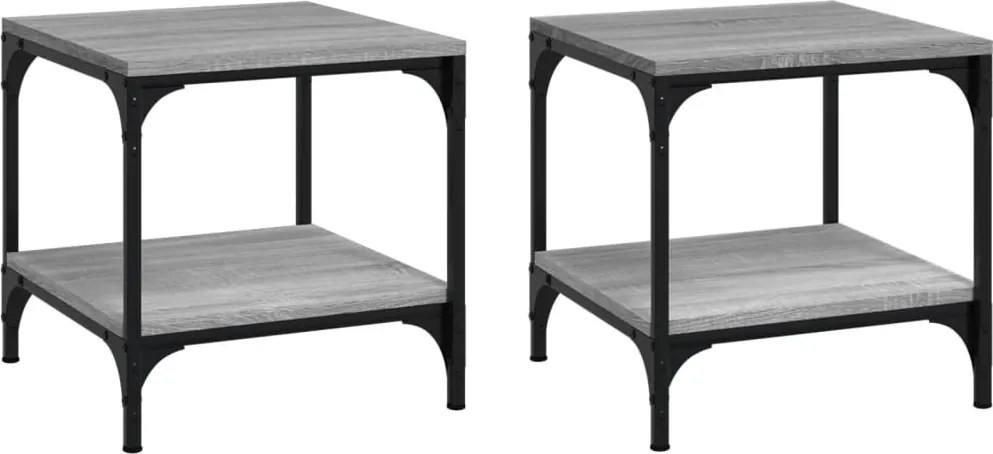 vidaXL 2 db szürke sonoma színű szerelt fa kisasztal 40 x 40 x 40 cm