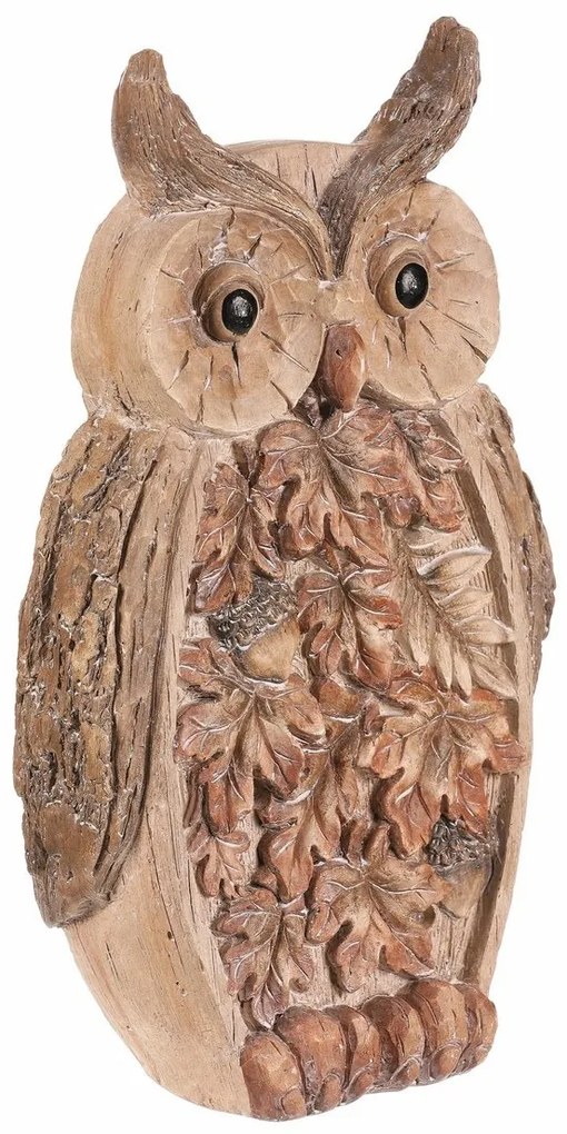 Őszi dekoráció Bagoly világítással, 21 x 12 x 37cm, magnézium, fa utánzat