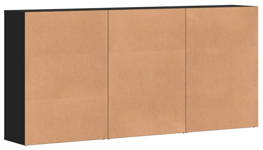 3 db fekete szerelt fa tálalószekrény 60 x 31 x 84 cm