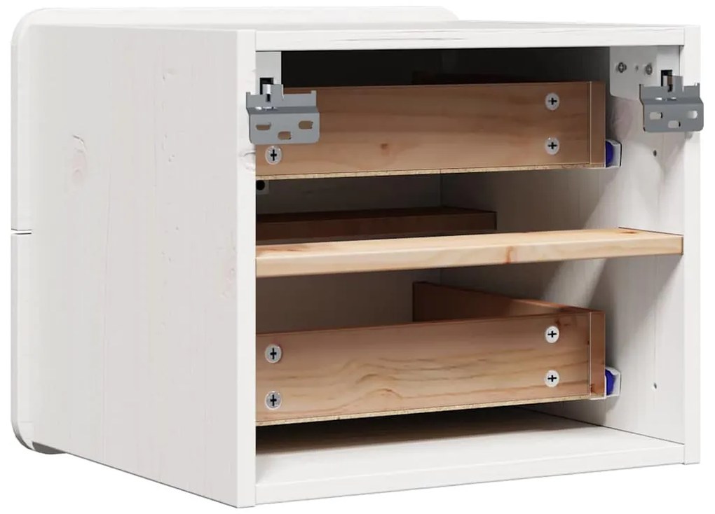 Éjjeli asztal fiókkal 2 pcs Fehér 39 x 34 x 33 cm Tömör fenyőfa