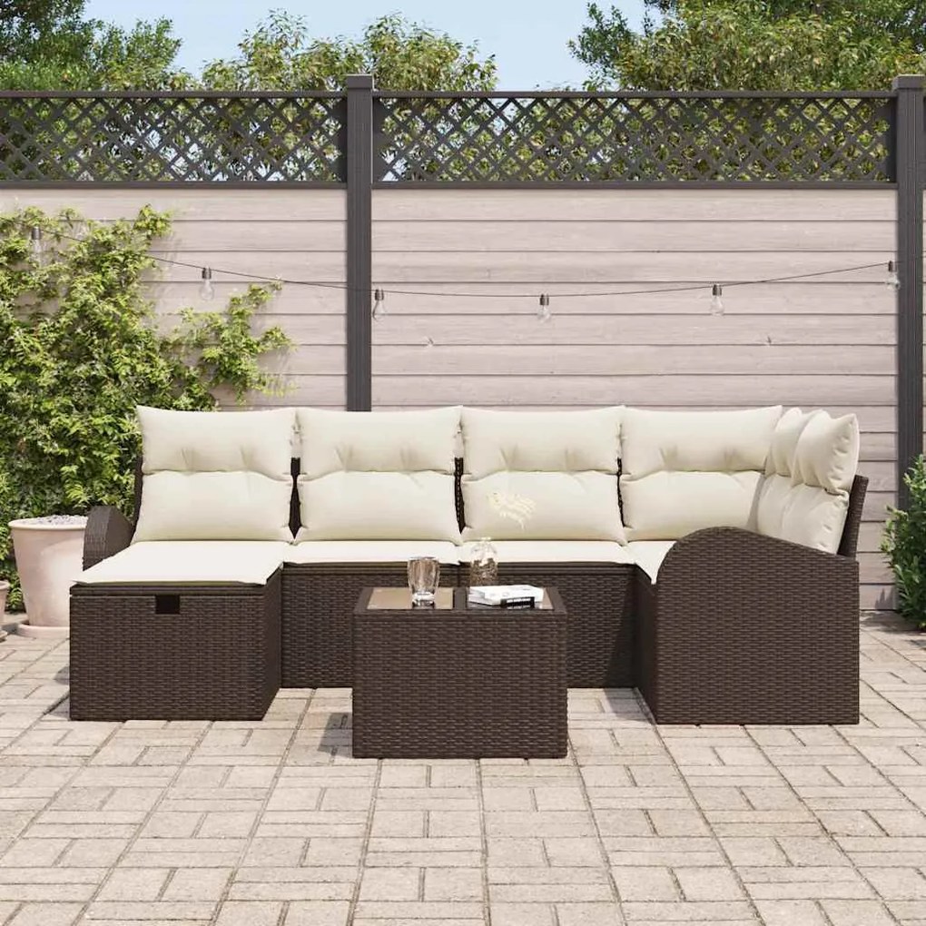 Kerti Kanapé Szett 7 pcs Barna és krémszínű 234 x 124 x 85 cm
