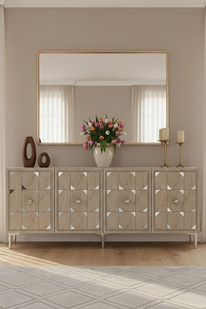 Moka 150 - White, Travertine, Silver