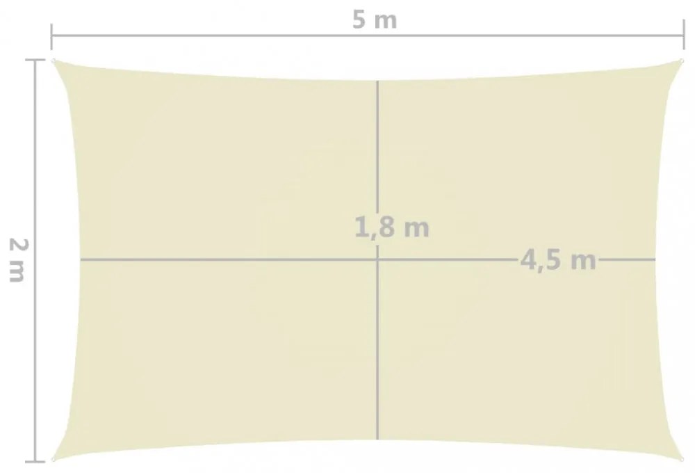 krémszínű téglalap alakú oxford-szövet napvitorla 2 x 5 m