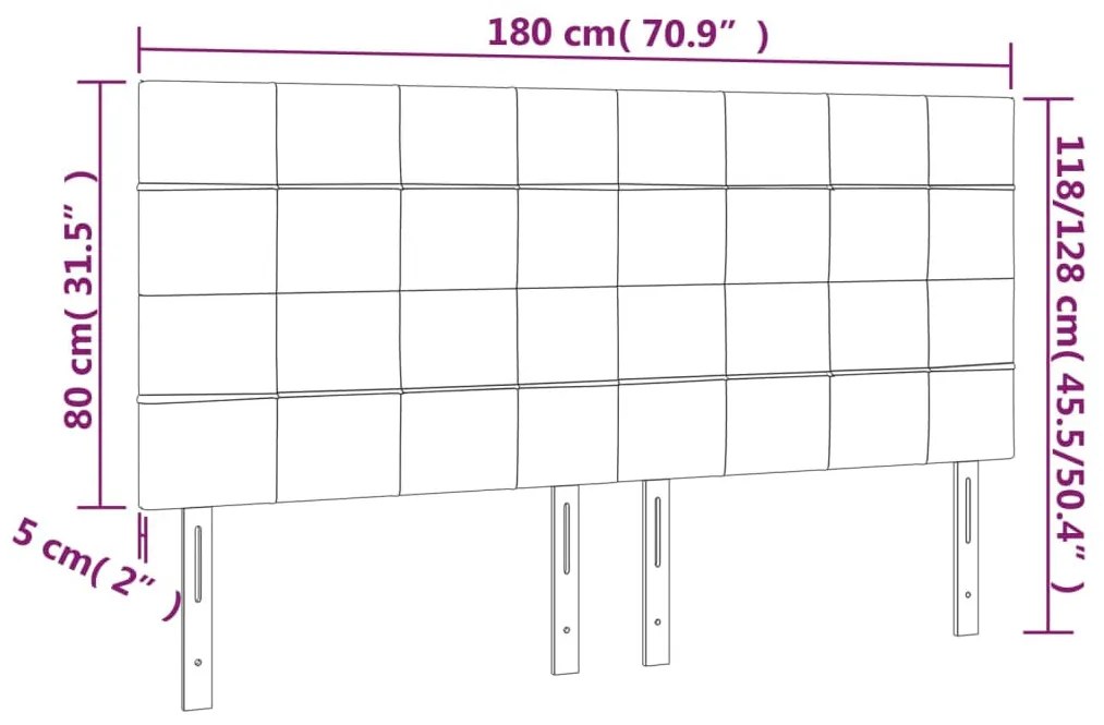 kék szövet LED-es fejtámla 180x5x118/128 cm