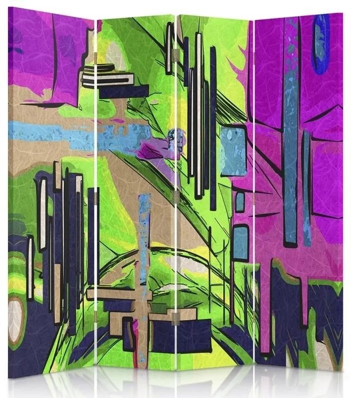 Gario Paraván Absztrakt tájkép Méret: 145 x 170 cm, Kivitelezés: Klasszikus paraván