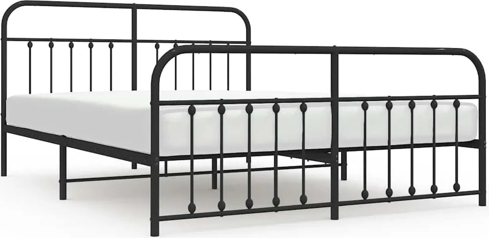 vidaXL fekete fém ágykeret fej- és lábtámlával 183 x 213 cm