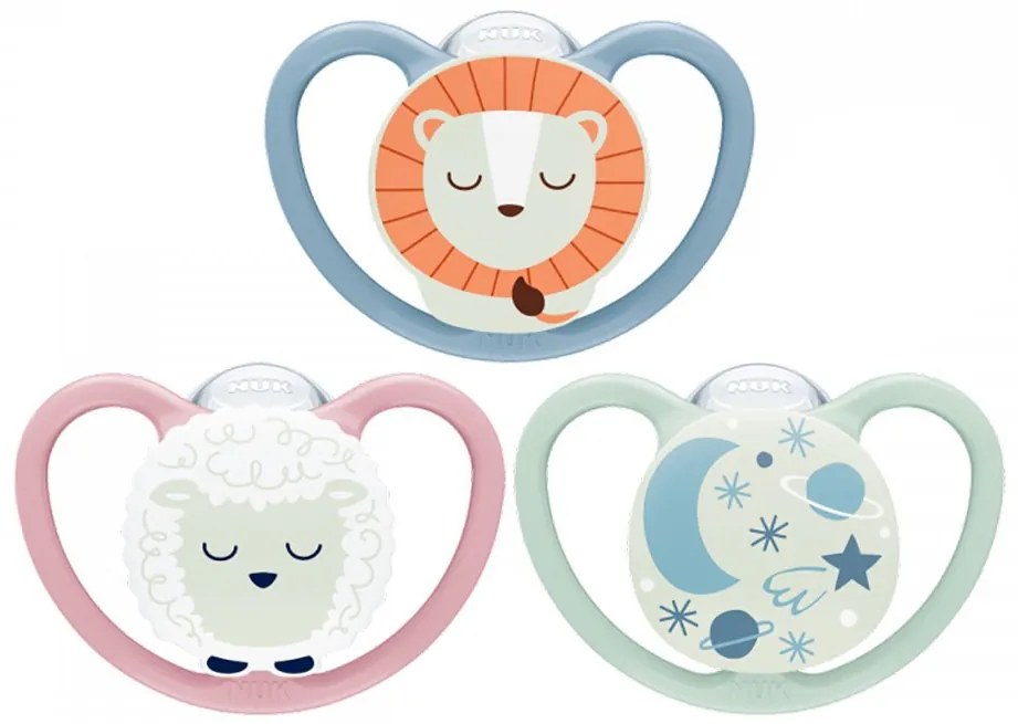 Baba cumi NUK Space Nights 6-18h 2 db/BOX lány