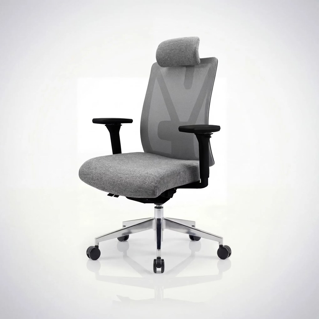 Ergonómikus, forgó irodai szék hálós háttámlával, szürke: VECTOR